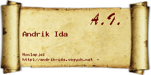 Andrik Ida névjegykártya